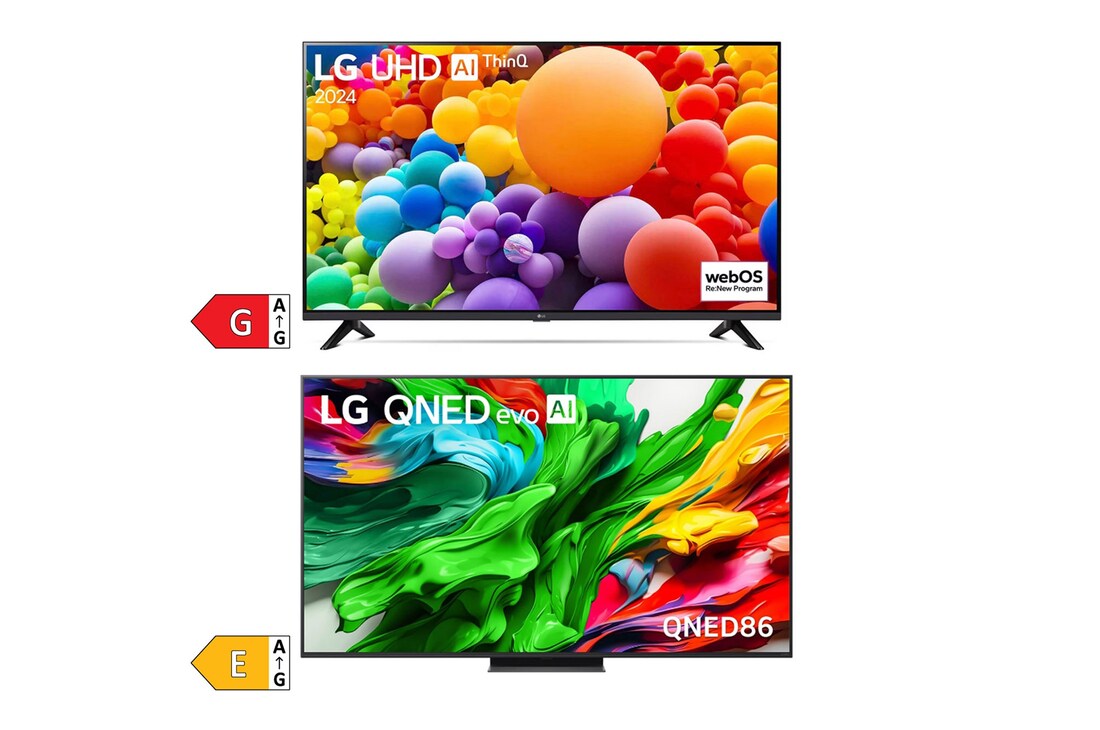 LG 65 Zoll LG QNED evo AI QNED86 MiniLED 4K Smart TV + 55 Zoll 4K LG UHD Smart TV UT73, 65QNED86A6A.55UT73
