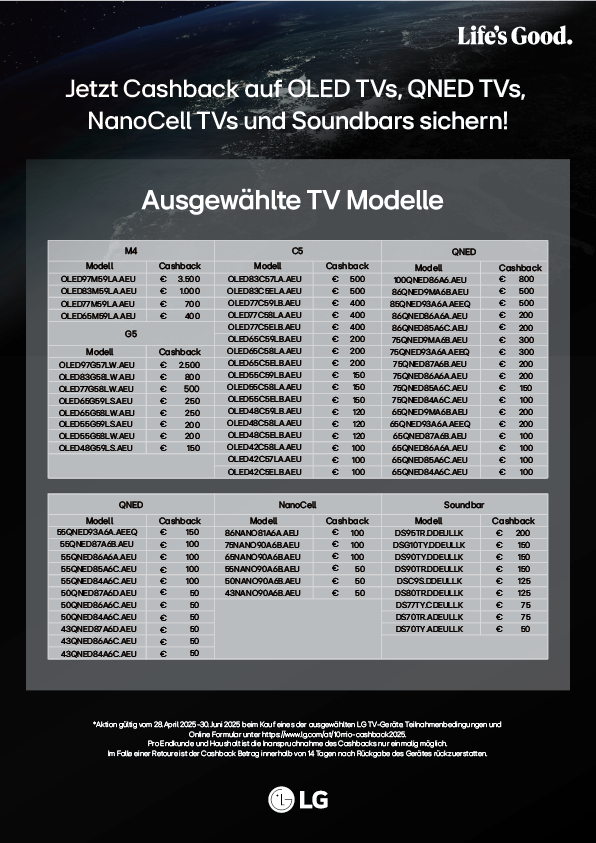 LG OLED Cashback Produktliste