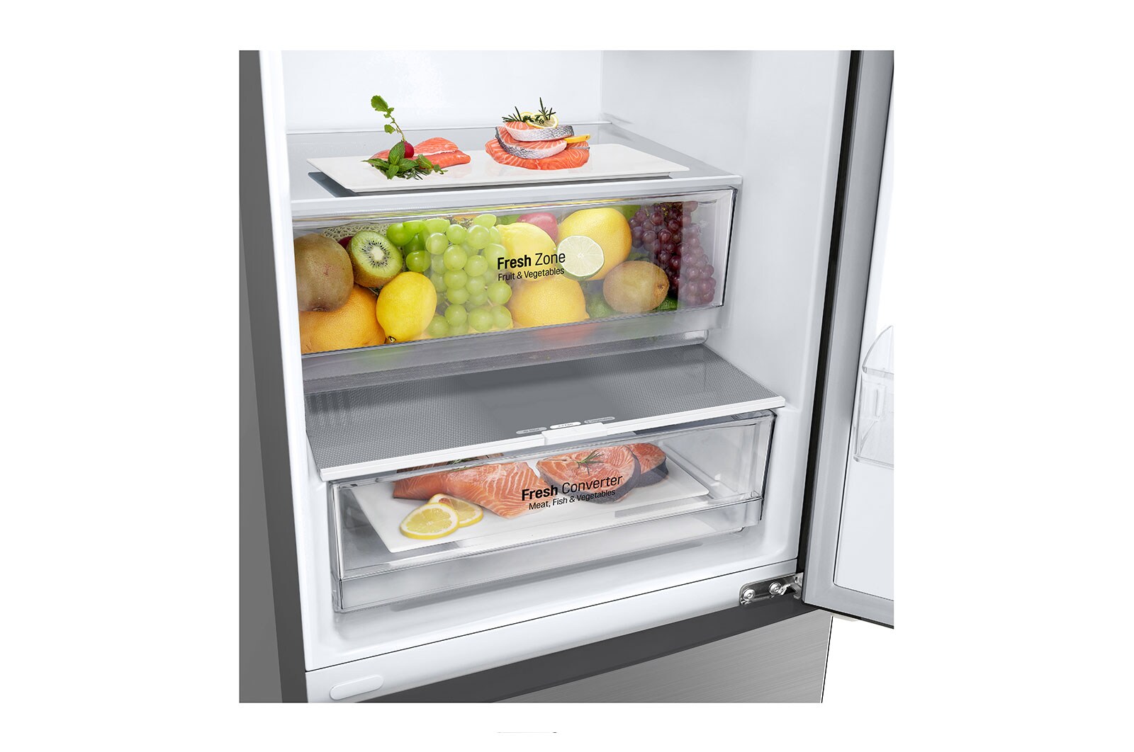 LG Kühl-Gefrierkombination | 384 Liter Nutzinhalt | Total No Frost | DoorCooling+™ | LINEARCooling | FRESHConverter™ | LG GBP62PZNBC, GBP62PZNBC