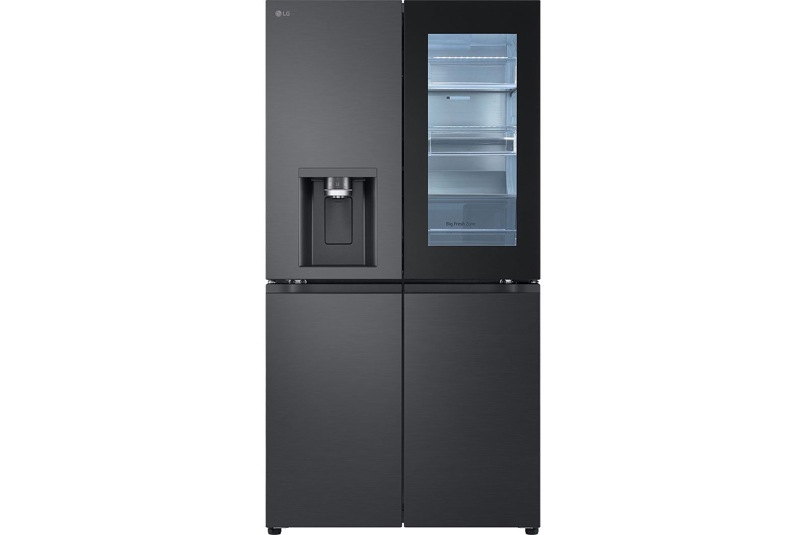 LG Multi Door mit InstaView® | Eis-, Crushed Ice- und Wasserspender | 638 Liter Kapazität | ​Energieeffizienzklasse ​E​ | Festwasseranschluss | GMG960EVJE, GMG960EVJE