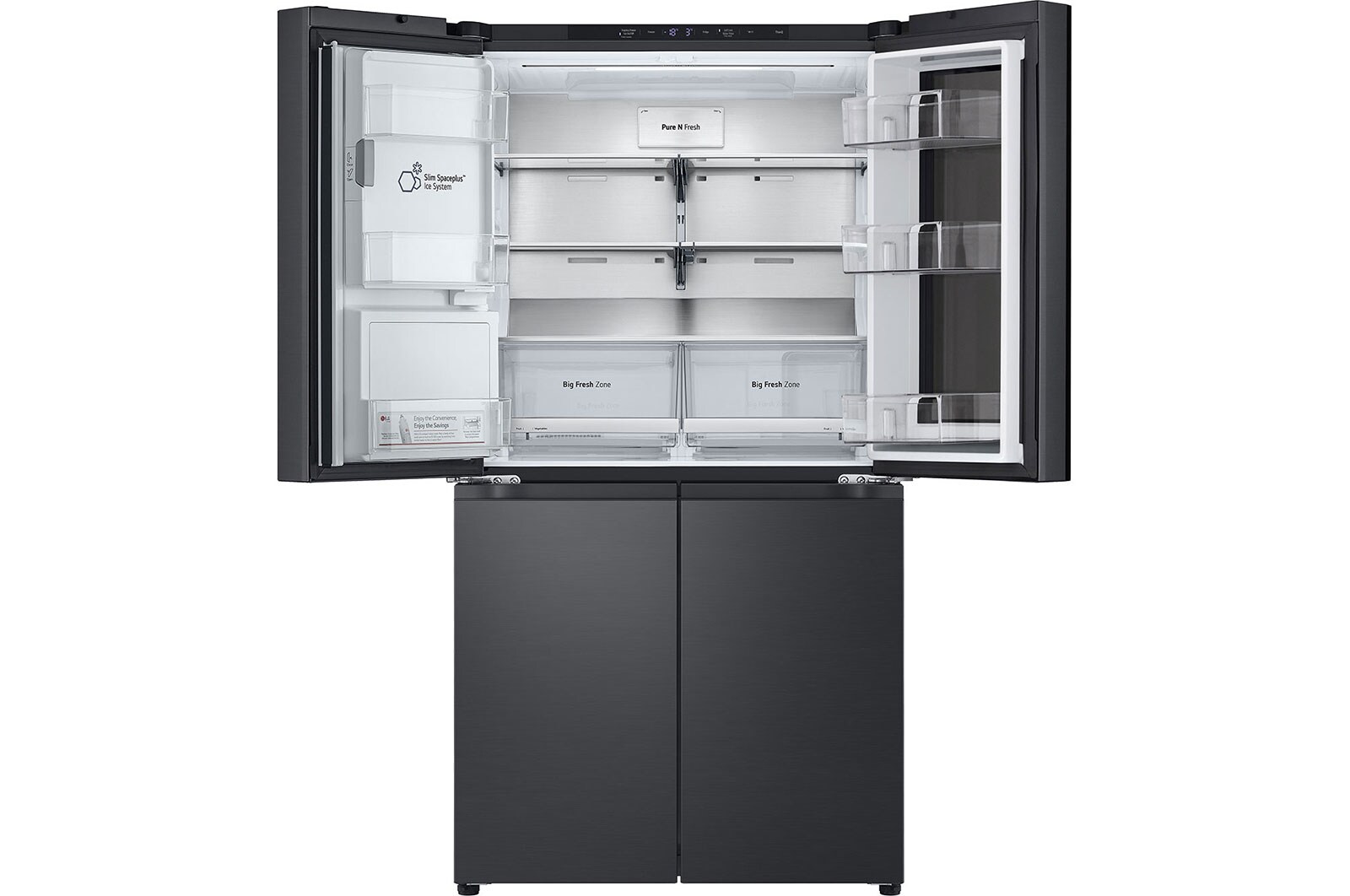 LG Multi Door mit InstaView® | Eis-, Crushed Ice- und Wasserspender | 638 Liter Kapazität | ​Energieeffizienzklasse ​E​ | Festwasseranschluss | GMG960EVJE, GMG960EVJE