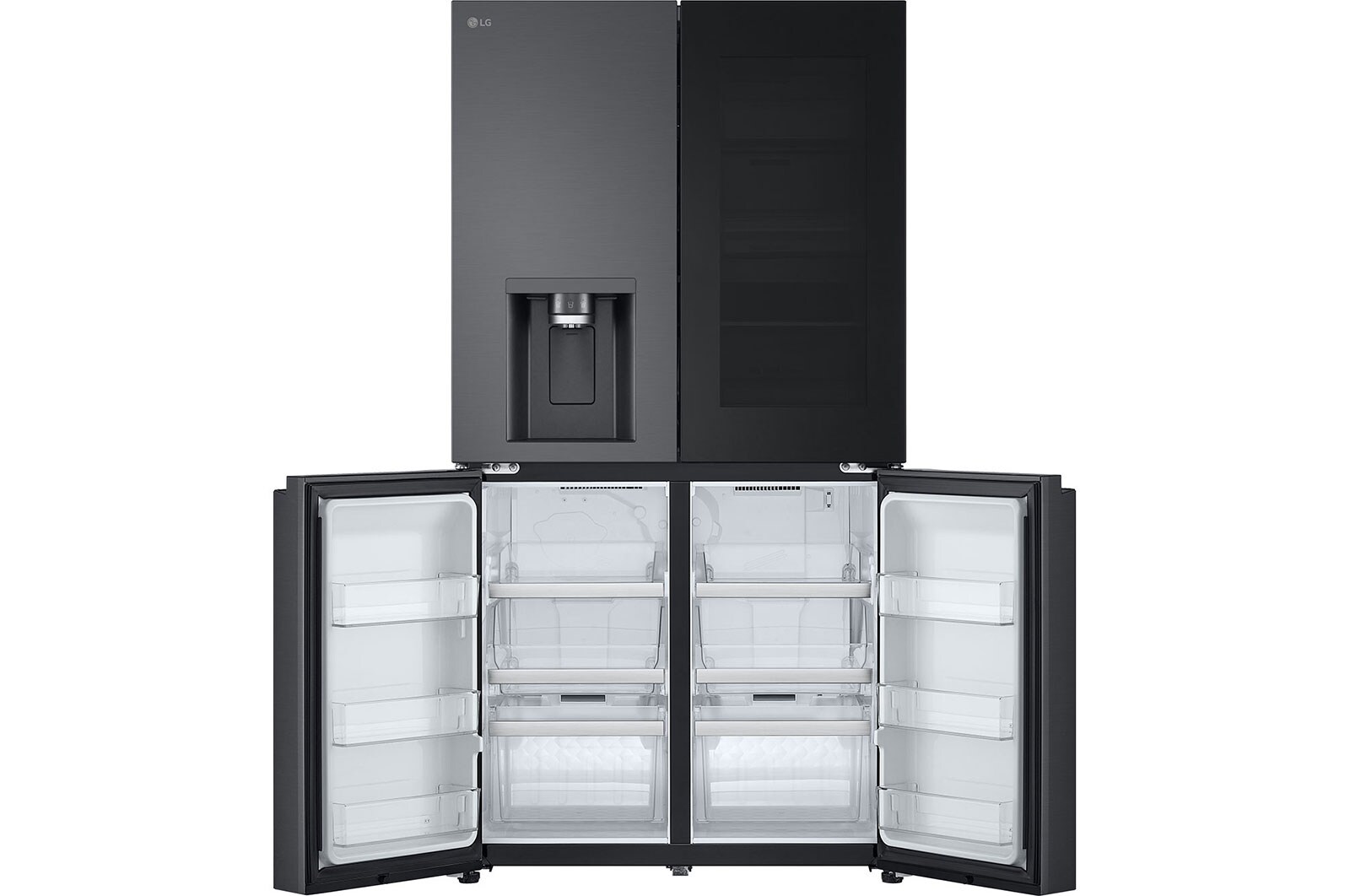 LG Multi Door mit InstaView® | Eis-, Crushed Ice- und Wasserspender | 638 Liter Kapazität | ​Energieeffizienzklasse ​E​ | Festwasseranschluss | GMG960EVJE, GMG960EVJE