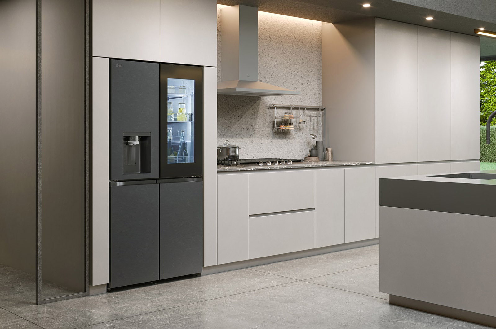 LG Multi Door mit InstaView® | Eis-, Crushed Ice- und Wasserspender | 638 Liter Kapazität | ​Energieeffizienzklasse ​E​ | Festwasseranschluss | GMG960EVJE, GMG960EVJE