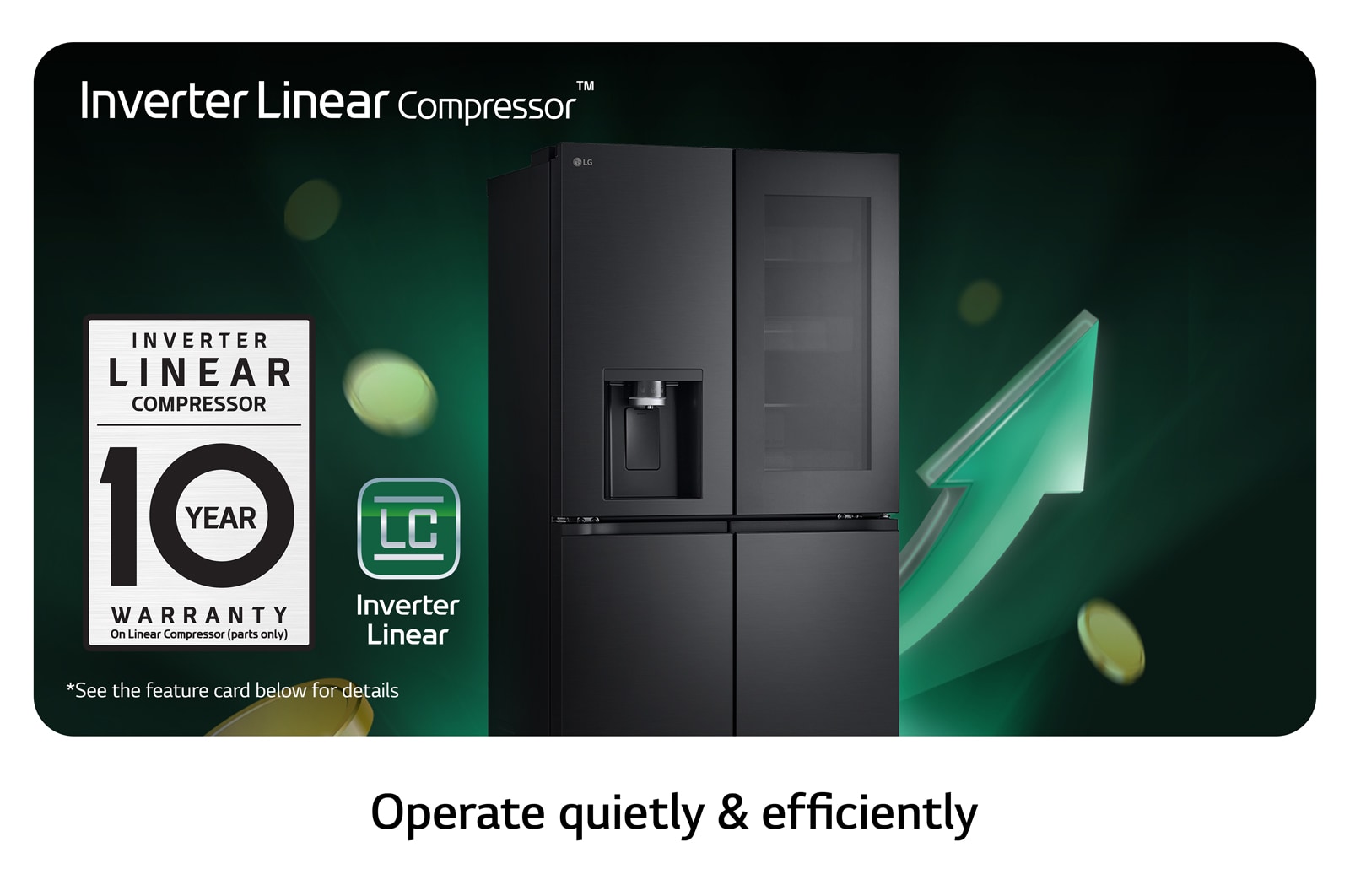 LG Multi Door mit InstaView® | Eis-, Crushed Ice- und Wasserspender | 638 Liter Kapazität | ​Energieeffizienzklasse ​E​ | Festwasseranschluss | GMG960EVJE, GMG960EVJE