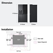 LG Multi Door mit InstaView® | Eis-, Crushed Ice- und Wasserspender | 638 Liter Kapazität | ​Energieeffizienzklasse ​E​ | Festwasseranschluss | GMG960EVJE, GMG960EVJE