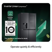 LG Multi Door mit InstaView® | Eis-, Crushed Ice- und Wasserspender | 638 Liter Kapazität | ​Energieeffizienzklasse ​E​ | Festwasseranschluss | GMG960EVJE, GMG960EVJE