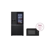 LG Side-by-Side mit InstaView | Eis-, Crushed Ice- und Wasserspender |  635 Liter Kapazität | EEK E | Interner Wassertank 4L | Matte Black | GSGV81EPLL & Solo-Mikrowelle mit Smart Inverter Technologie | EasyClean | 20 Litern Kapazität | Leistung: 700 Watt | MS2042D, GSGV81EPLL.MS2042D