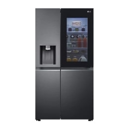 Side-by-Side mit  InstaView Door-in-Door® | Craft Ice, Crushed Ice, Eiswürfel und Wasserspender | 635 Liter Kapazität | Energieeffizienzklasse E | Festwasseranschluss | Matte Black Steel | LG GSXV90MCDE