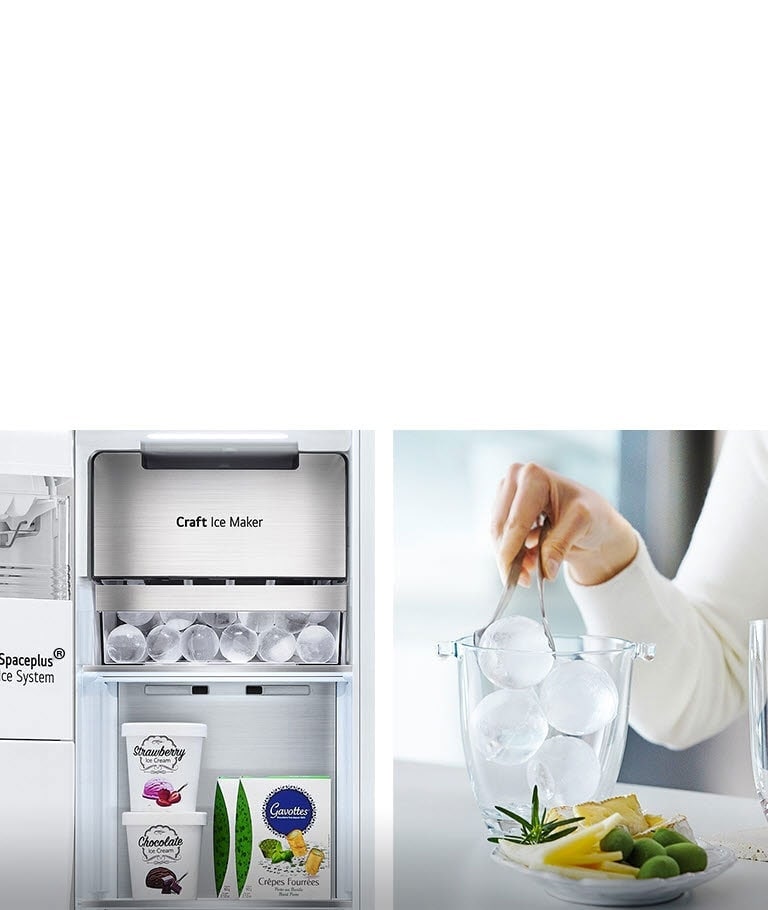 LG-exklusive Craft Ice™ Eiskugeln schmelzen langsamer, damit Ihre Getränke länger eiskalt bleiben.