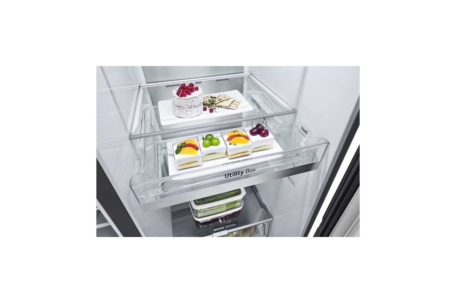 LG Side-by-Side mit  InstaView Door-in-Door® | Craft Ice, Crushed Ice, Eiswürfel und Wasserspender | 635 Liter Kapazität | Energieeffizienzklasse E | Festwasseranschluss | Matte Black Steel | LG GSXV90MCDE, GSXV90MCDE