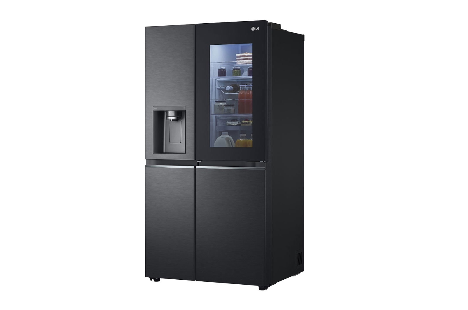 LG Side-by-Side mit  InstaView Door-in-Door® | Craft Ice, Crushed Ice, Eiswürfel und Wasserspender | 635 Liter Kapazität | Energieeffizienzklasse E | Festwasseranschluss | Matte Black Steel | LG GSXV90MCDE, GSXV90MCDE