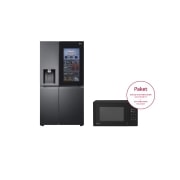 LG Side-by-Side mit InstaView Door-in-Door® | 635 Liter Kapazität | Festwasseranschluss | Matte Black Steel | LG GSXV90MCDE & Solo-Mikrowelle | EasyClean | 20 Liter Kapazität | Leistung: 700 Watt | MS2042D, GSXV90MCDE.MS2042D