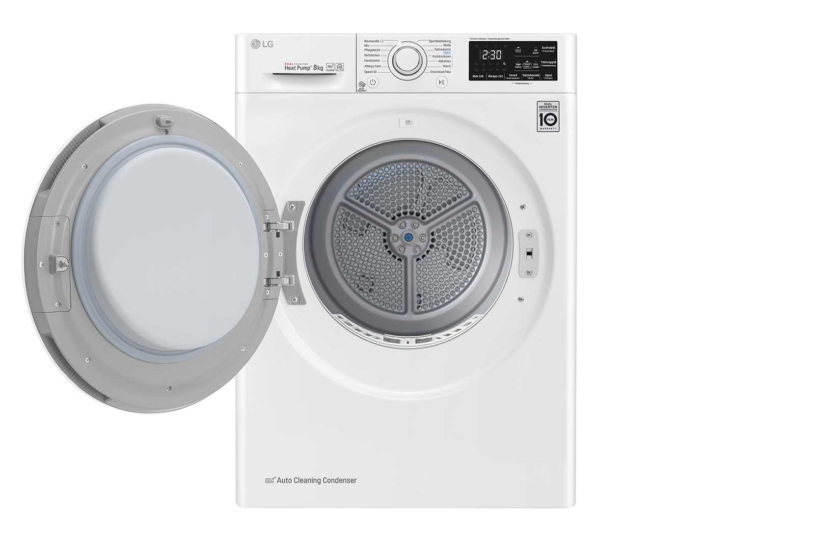 LG Trockner | 8 kg | Dual Inverter Wärmepumpentechnologie | autoreinigender Kondensator , RT8DIHP
