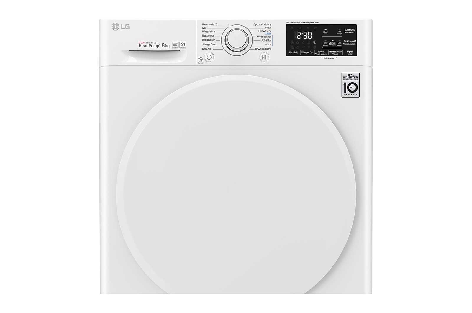 LG Trockner | 8 kg | Dual Inverter Wärmepumpentechnologie | autoreinigender Kondensator , RT8DIHP