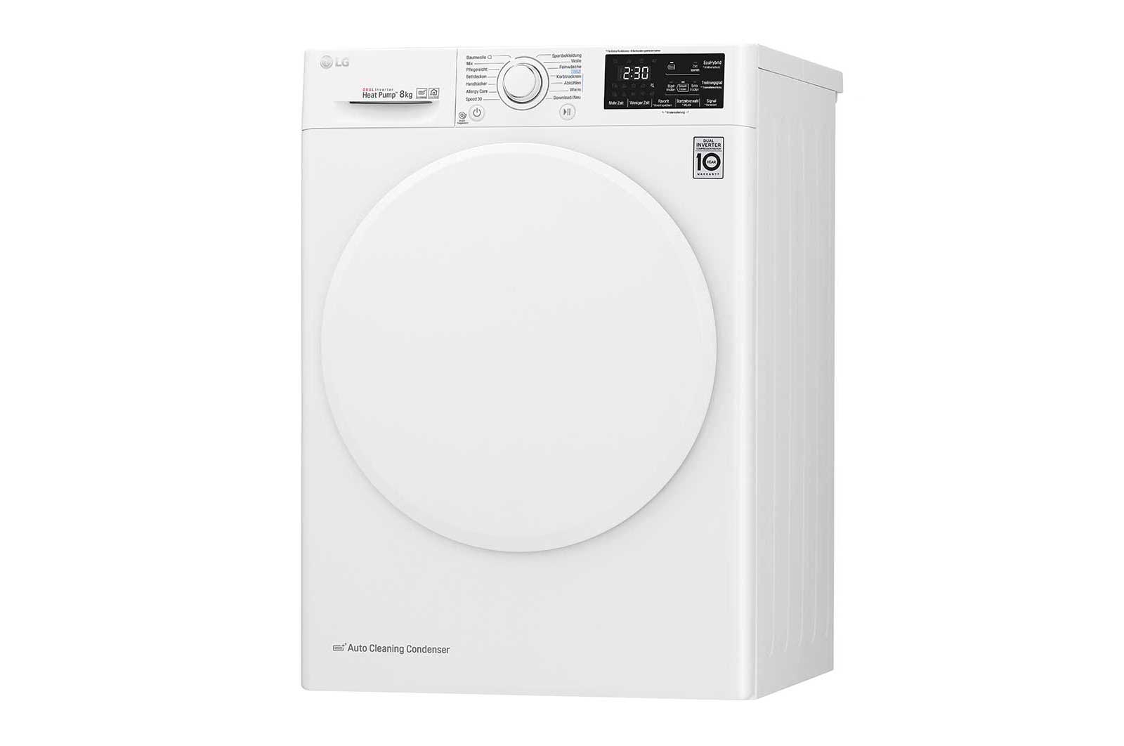 LG Trockner | 8 kg | Dual Inverter Wärmepumpentechnologie | autoreinigender Kondensator , RT8DIHP