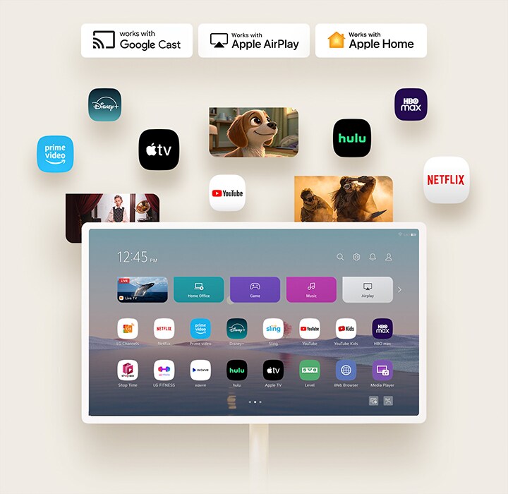 Der StanbyME 2 in der Mitte mit mehreren OTT-Programmen, die netzförmig um ihn herum angeordnet sind.