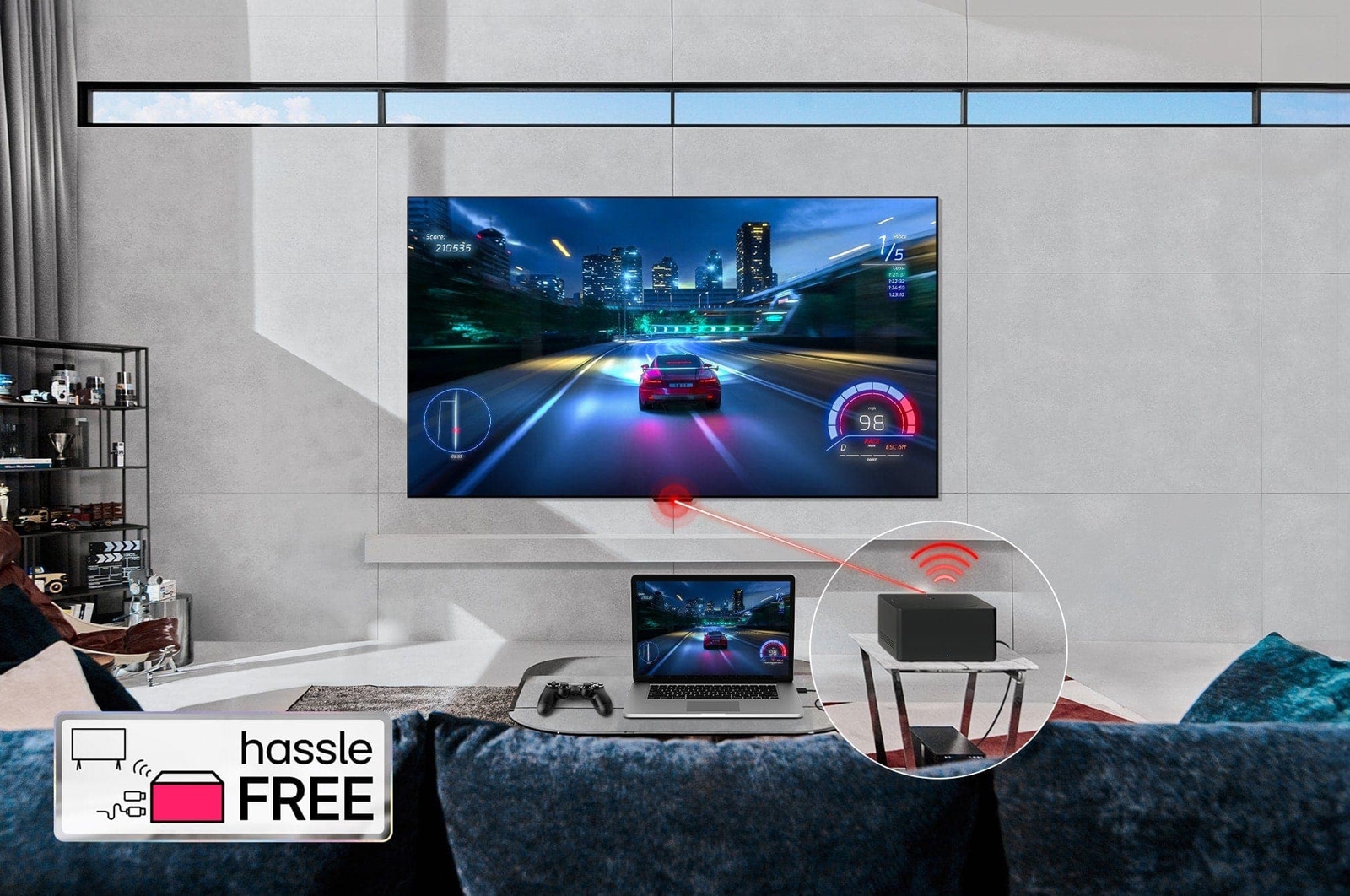 LG Weltweit erster vollkommen kabelloser LG OLED evo AI M4 TV mit 4K 144Hz Video- und Audioübertragung, 83 Zoll , OLED83M49LA