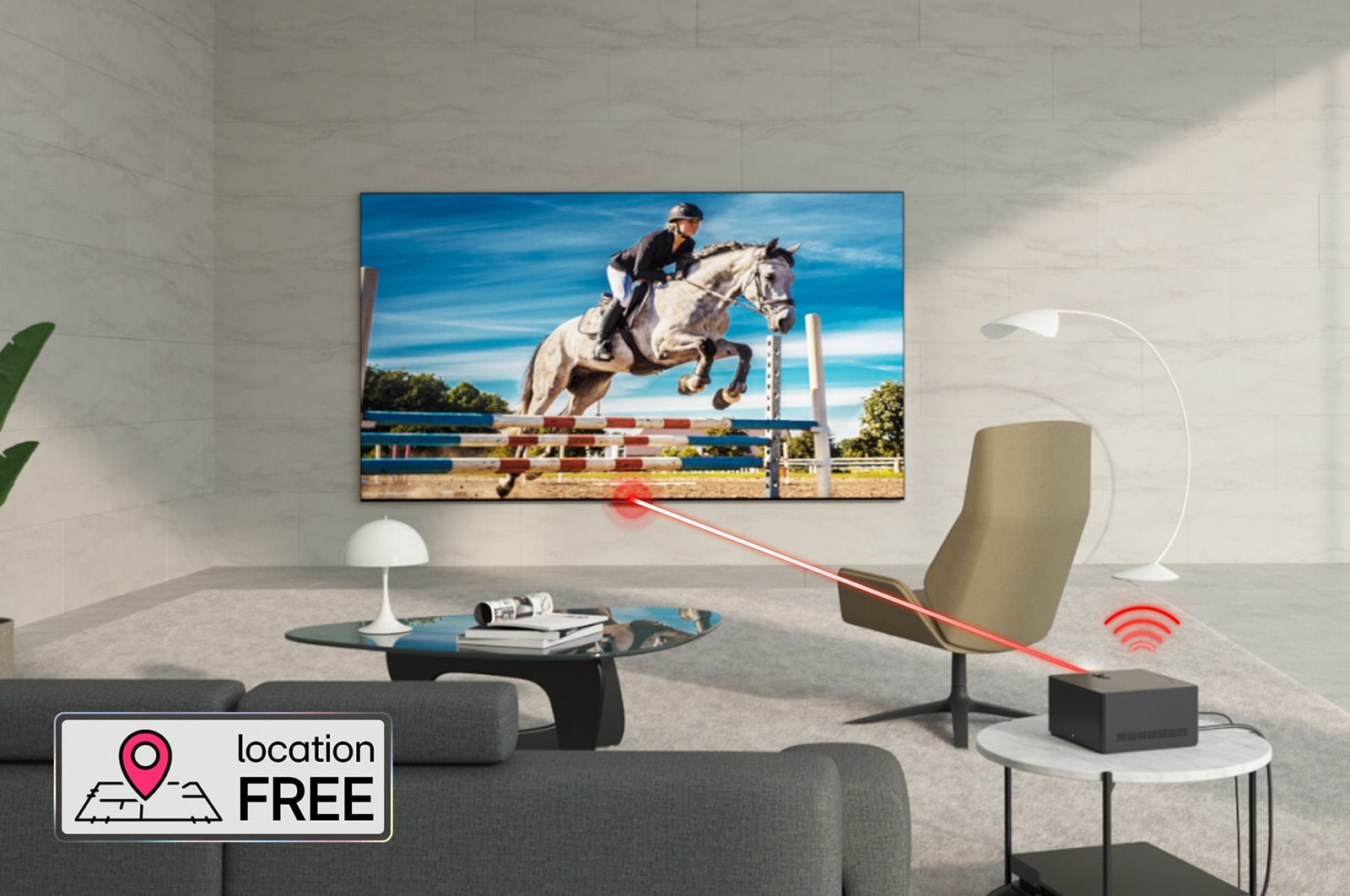 LG Weltweit erster vollkommen kabelloser LG OLED evo AI M4 TV mit 4K 144Hz Video- und Audioübertragung, 83 Zoll , OLED83M49LA