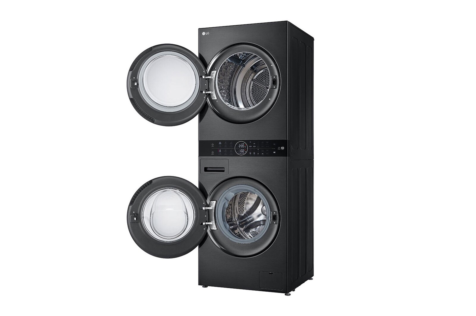 LG WashTower Schwarz (Waschmaschine: A, 12kg, 1350 U./Min.; Trockner: A+++/C, 10kg) Waschmaschine & Trockner in einem Gerät I WT1210BBF, WT1210BBF