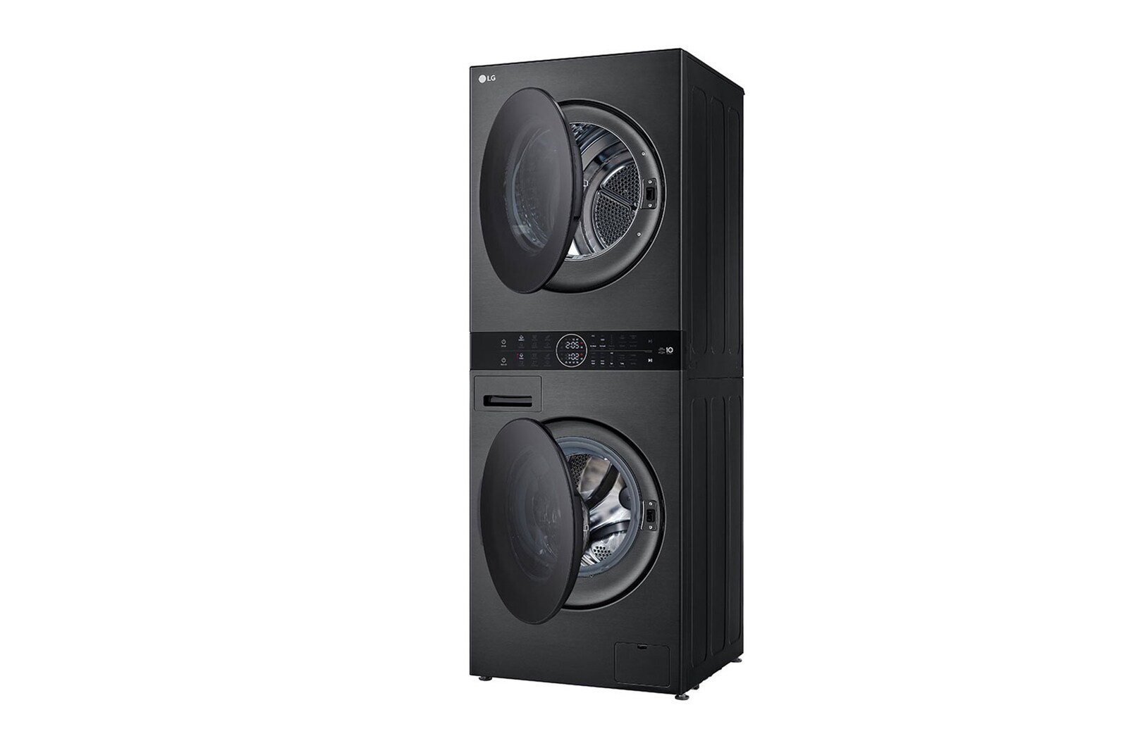 LG WashTower Schwarz (Waschmaschine: A, 12kg, 1350 U./Min.; Trockner: A+++/C, 10kg) Waschmaschine & Trockner in einem Gerät I WT1210BBF, WT1210BBF