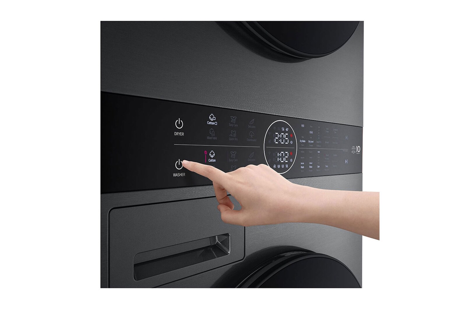 LG WashTower Schwarz (Waschmaschine: A, 12kg, 1350 U./Min.; Trockner: A+++/C, 10kg) Waschmaschine & Trockner in einem Gerät I WT1210BBF, WT1210BBF