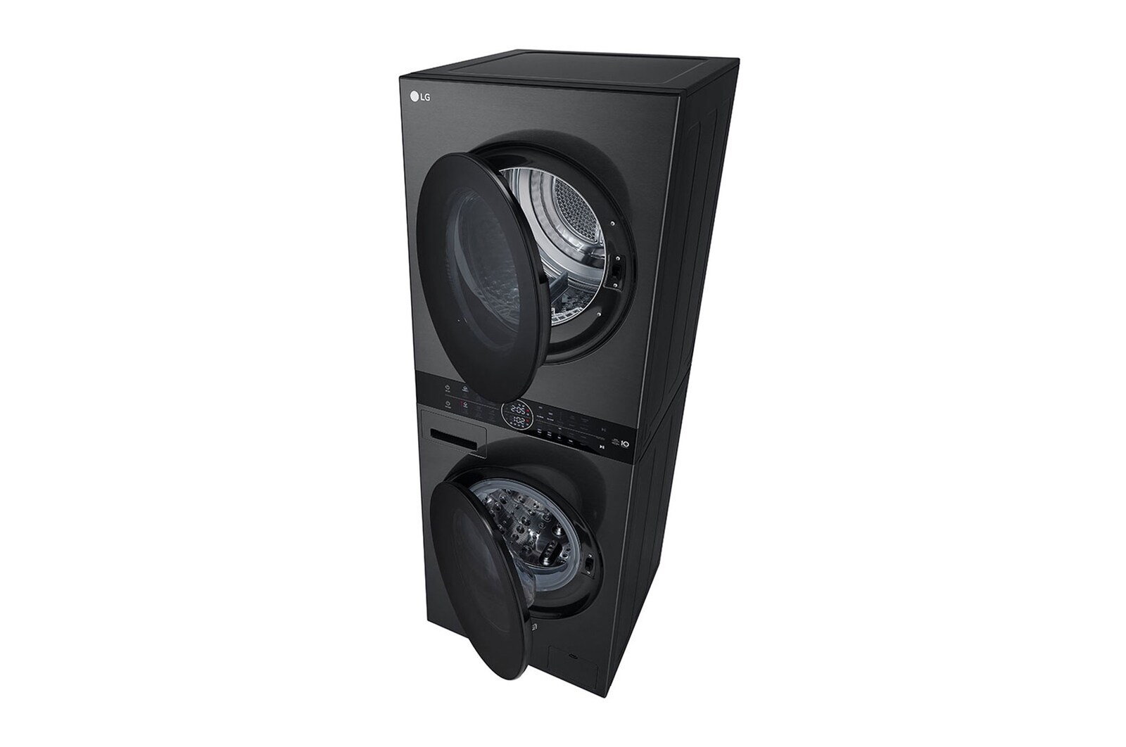 LG WashTower Schwarz (Waschmaschine: A, 12kg, 1350 U./Min.; Trockner: A+++/C, 10kg) Waschmaschine & Trockner in einem Gerät I WT1210BBF, WT1210BBF