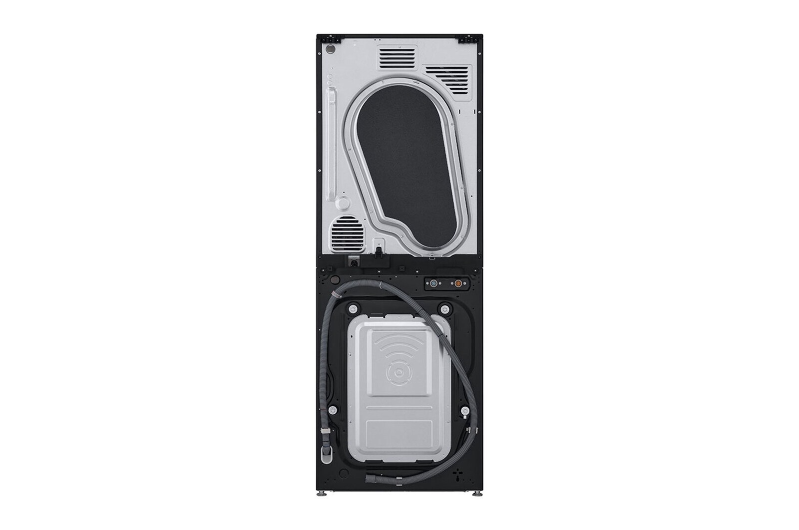 LG WashTower Schwarz (Waschmaschine: A, 12kg, 1350 U./Min.; Trockner: A+++/C, 10kg) Waschmaschine & Trockner in einem Gerät I WT1210BBF, WT1210BBF