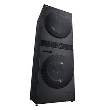 LG WashTower Schwarz (Waschmaschine: A, 12kg, 1350 U./Min.; Trockner: A+++/C, 10kg) Waschmaschine & Trockner in einem Gerät I WT1210BBF, WT1210BBF