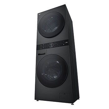 LG WashTower Schwarz (Waschmaschine: A, 12kg, 1350 U./Min.; Trockner: A+++/C, 10kg) Waschmaschine & Trockner in einem Gerät I WT1210BBF, WT1210BBF
