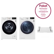 LG Trockner | 9KG LG V5RT9N &  Waschmaschine | 8 kg | AI DD™ | LG F4WV708P1R & Zwischenbaurahmen für Waschmaschinen und Trockner, F4WV708.V5RTDST