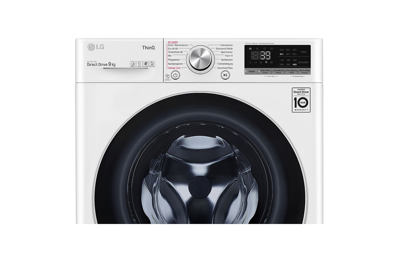 LG Waschmaschine | 9 kg | AI DD™ | Steam | TurboWash™ 360° | LG F4WV709P1E, F4WV709P1E