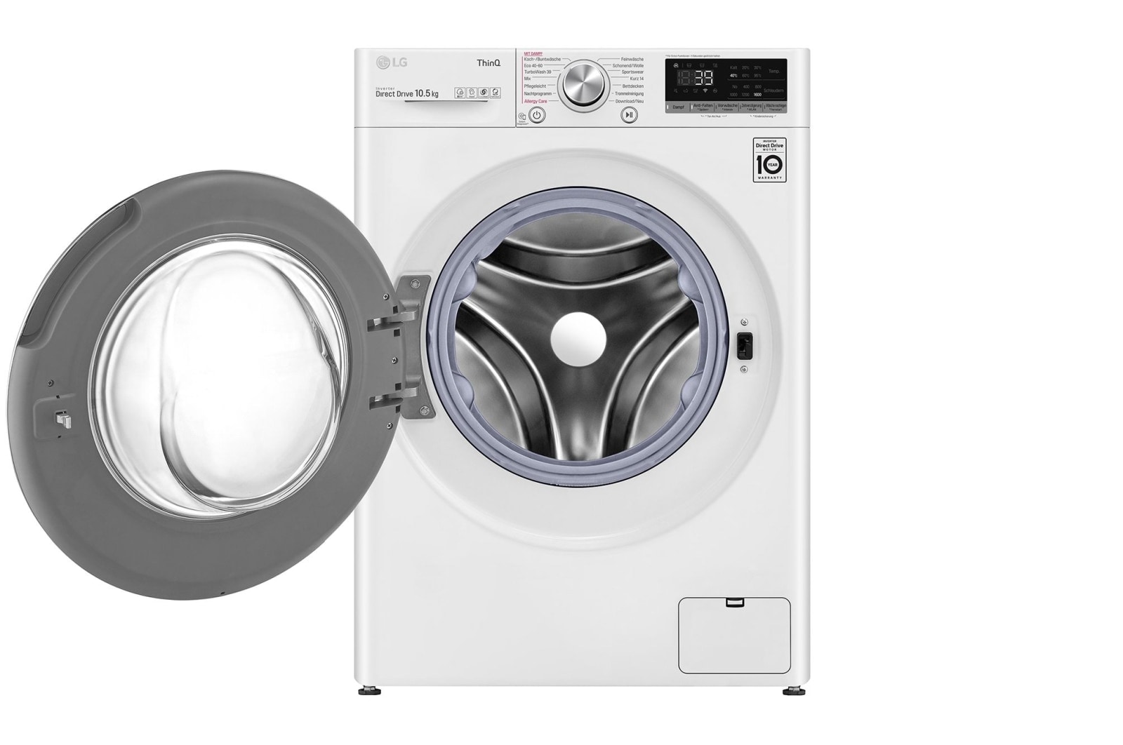 LG Waschmaschine | 10.5 kg | AI DD™ | Steam™ | TurboWash™ | Aqualock | Neue Wohlfühl-Trommel | LG F6WV710P1, F6WV710P1