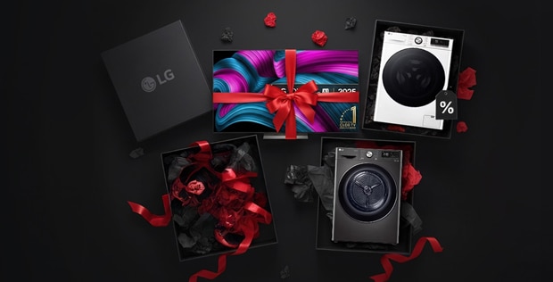 LG háztartási készülékeket bemutató képek