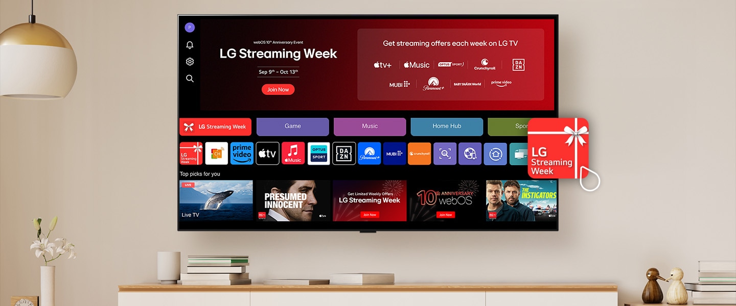 Image of LG Streaming Week app on LG TV, showing how to redeem	