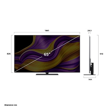 TV with inches and height