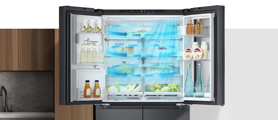 This is an image showing simulated cool airflow arrows to represent SurroundCooling function.