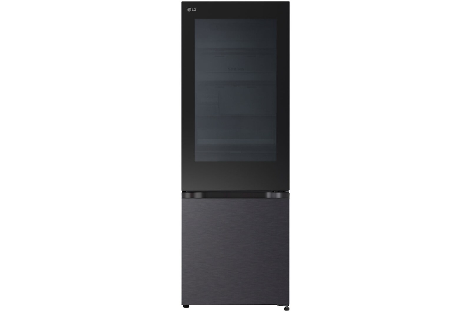 front view of 331L InstaView™ Bottom Freezer Refrigerator Essence Matte Black GB-V300MBL