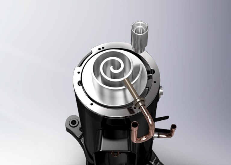 It shows LG's 5th generation inverter compressor that is operating fast.