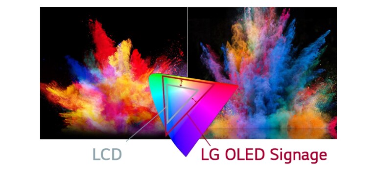 LG OLED Signage has a variety of colors rather than LCD to express the object more vividly.