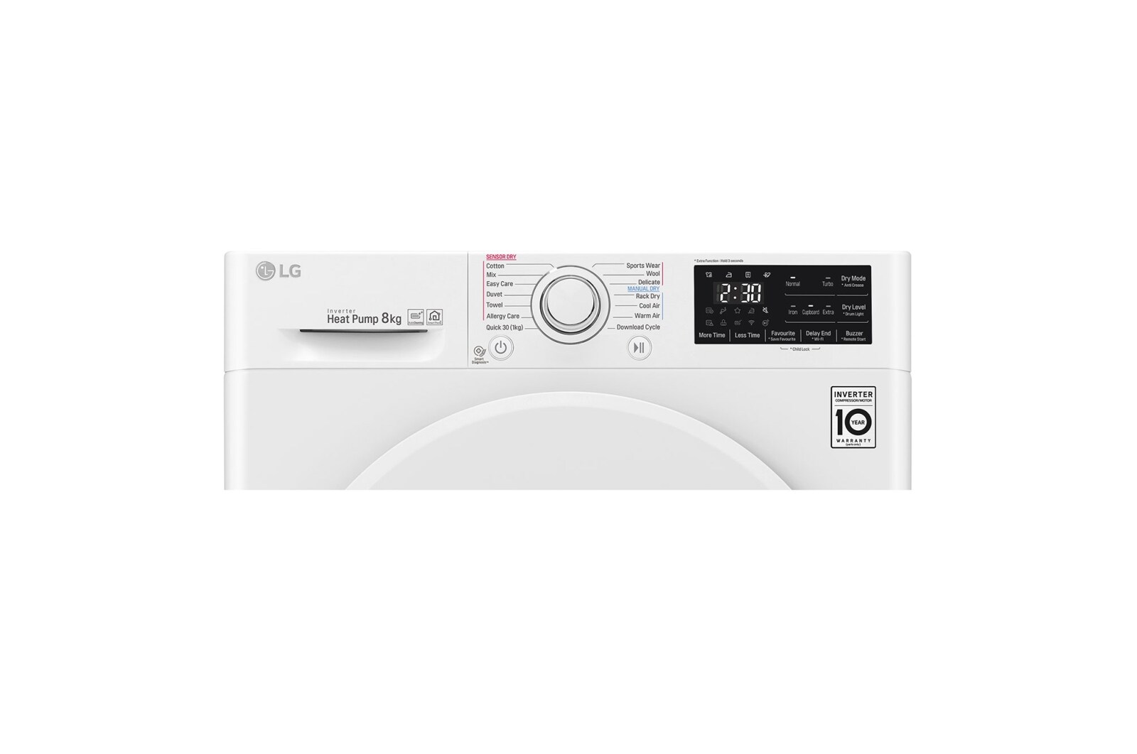 LG 8kg Heat Pump Dryer with Inverter Control, DVH4-08W