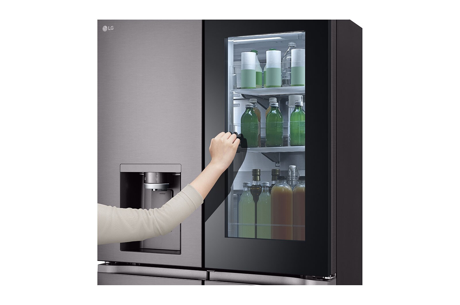 LG 642L InstaView® French Door Fridge in Black Stainless Finish GF-V700BSLC, GF-V700BSLC