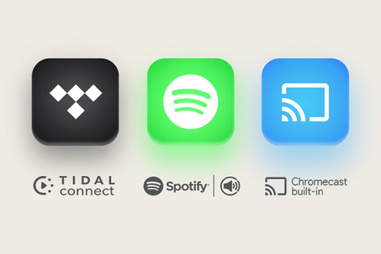 TIDAL Connect logo Spotify logo Chromecast built-in logo