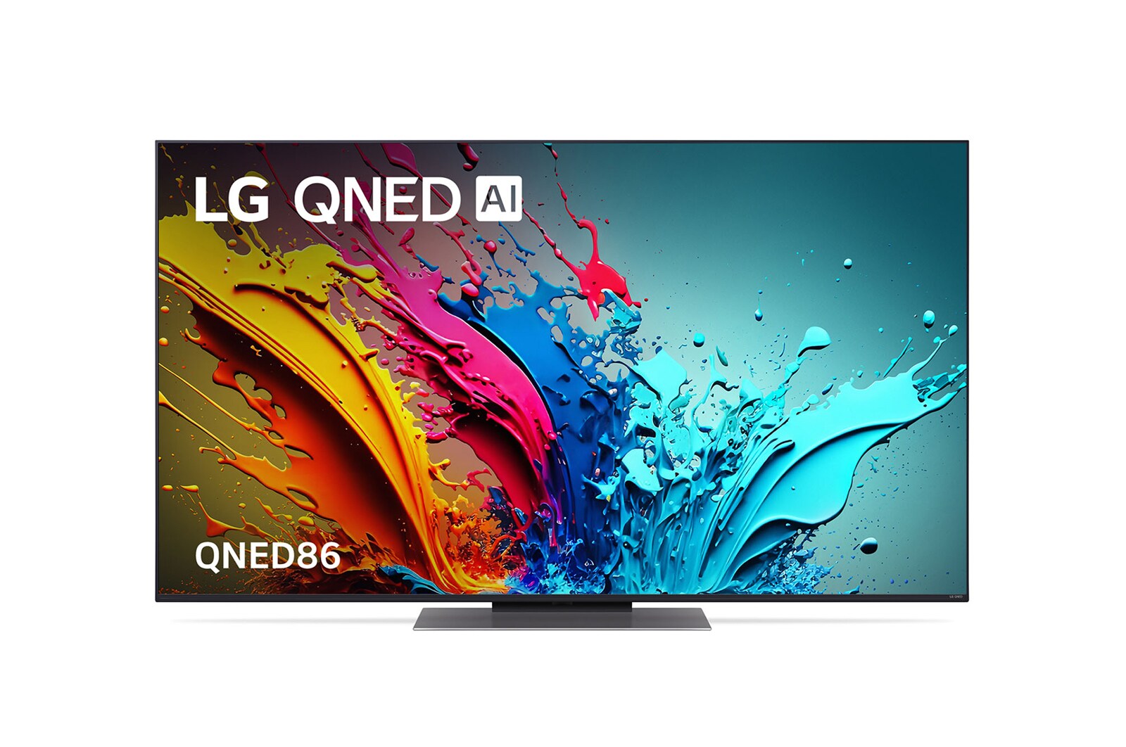 Front view of QNED86 with LG QNED, and 2024 on screen