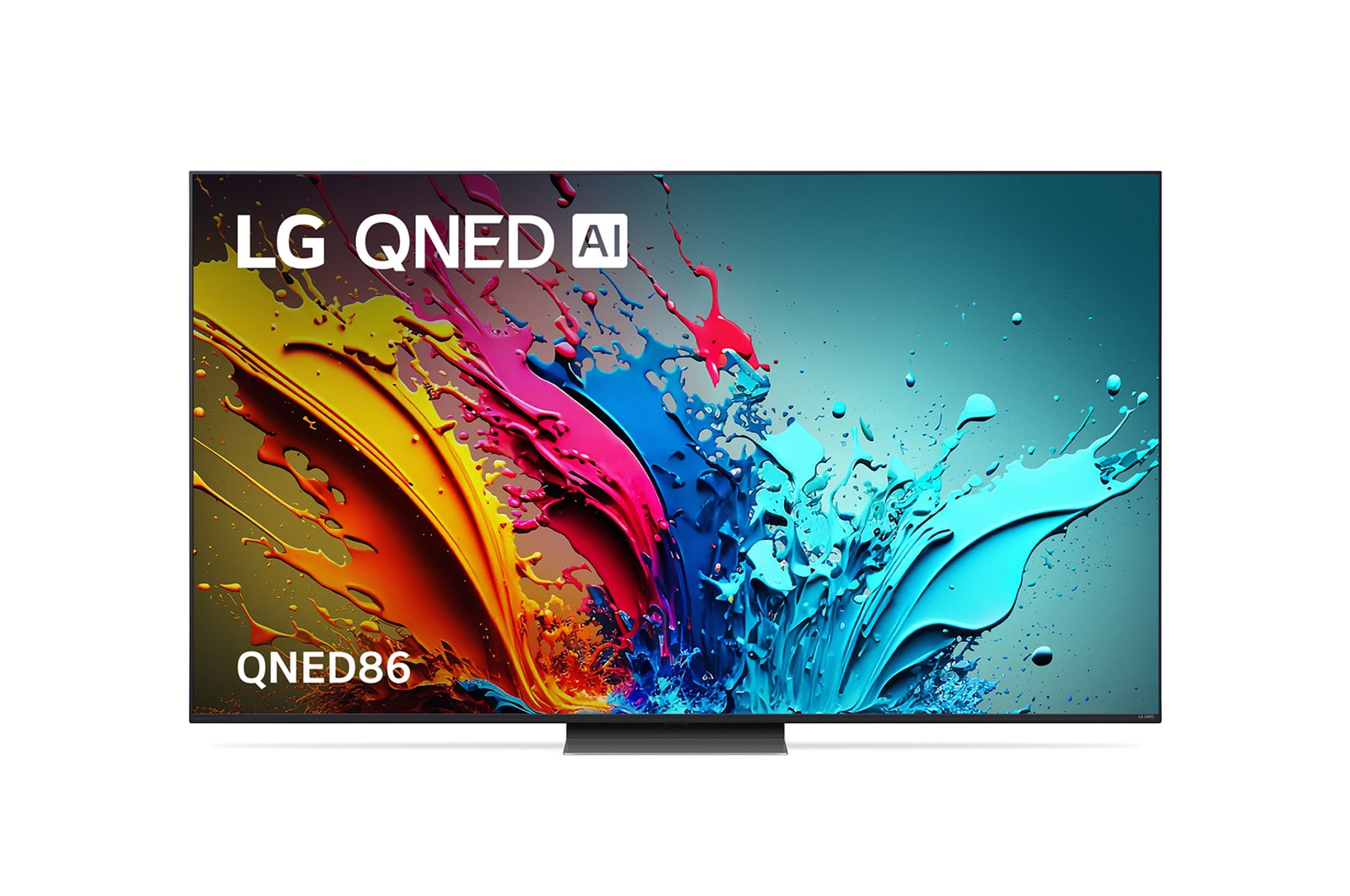 Front view of QNED86 with LG QNED, and 2024 on screen