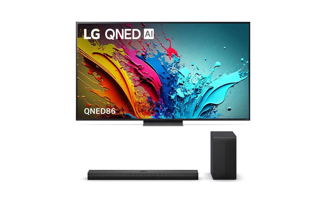 LG 75 inch LG QNED86 4K Smart TV & Q Series Sound Bar S70TY, 75QNED86TSA.S70TY