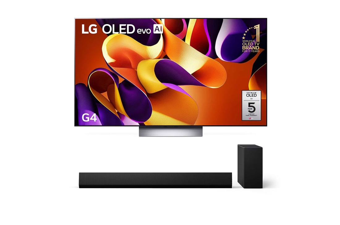 LG 77 inch LG OLED evo G4 4K Smart TV & G Series Sound Bar SG10TY, OLED77G4PSA.SG10TY