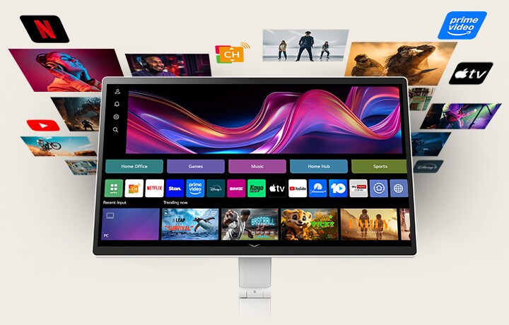 Thanks to webOS, enjoy seamless access to a variety of content through apps like Netflix, Prime Video, Disney+, YouTube, Apple TV, and free LG Channels. Get personalised recommendations*, explore apps like Sports, Game, and LG Fitness, and easily control everything with a remote or touch.