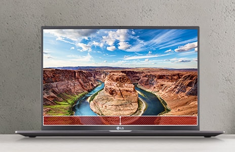 Screen displaying canyon outdoor landscape. 