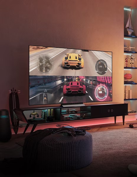 This image is shows racing games on TV	