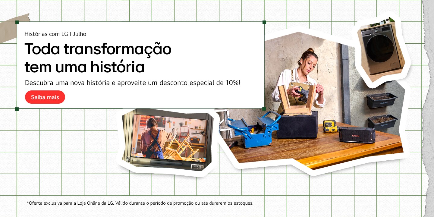 Imagem com uma pessoa e eletrodomésticos LG.